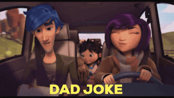 GIF of family in a car with the dad making a joke and mom giving a courtesy laugh