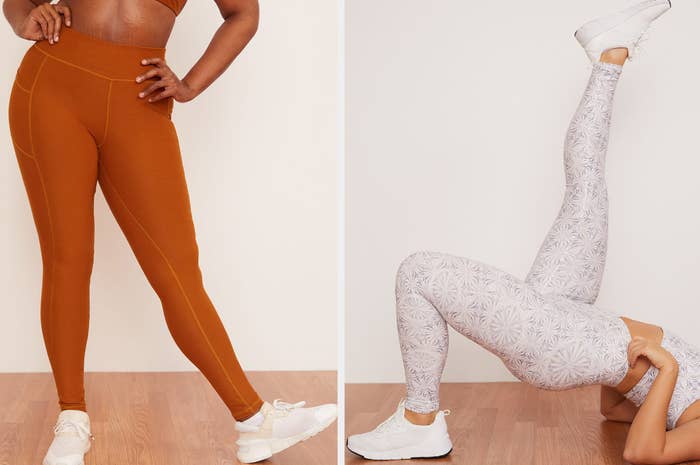 Aerie Rust Orange Laser Cut Pocket Leggings Yoga Pants Size Large 
