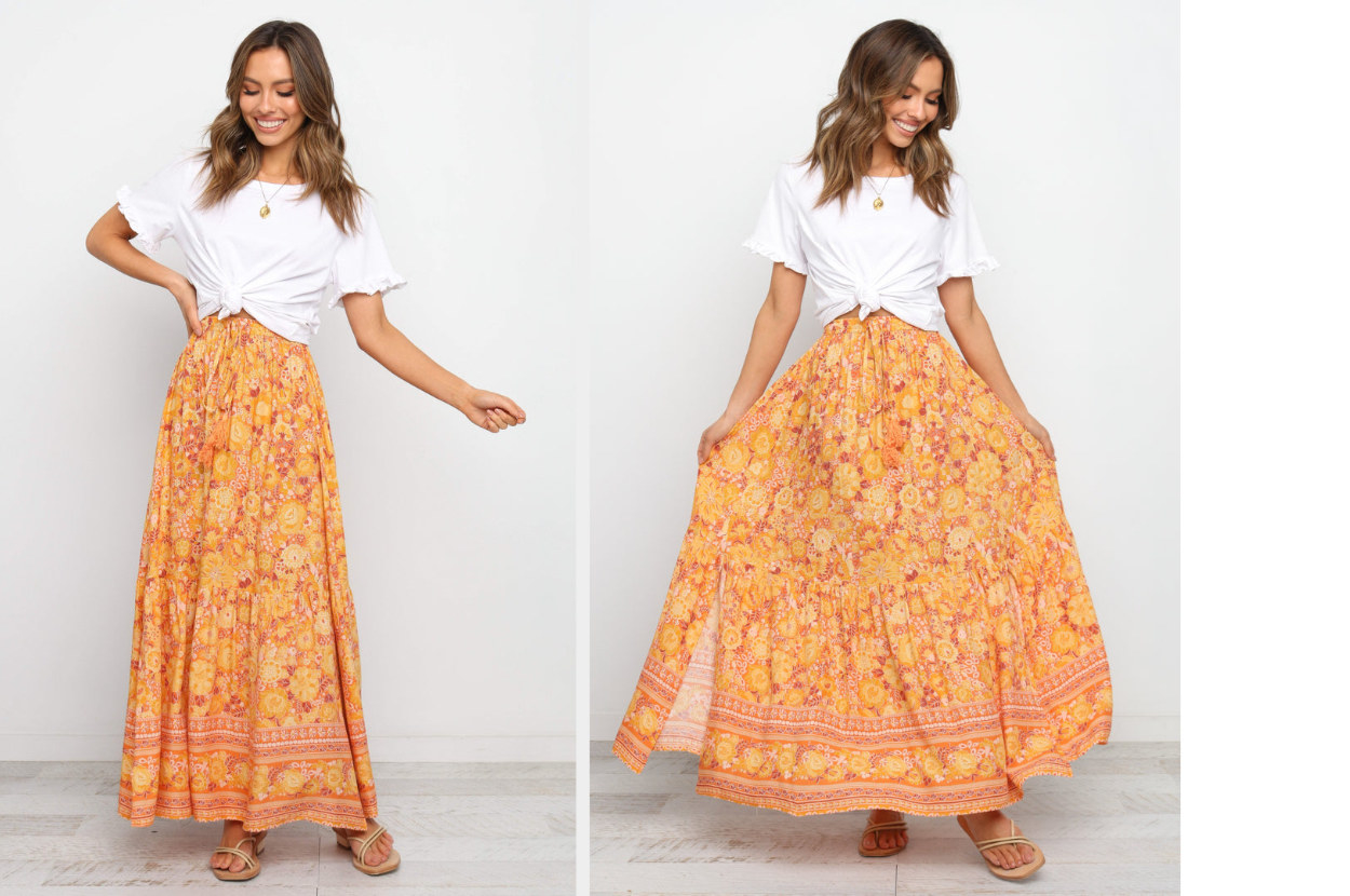 bright colored long skirts