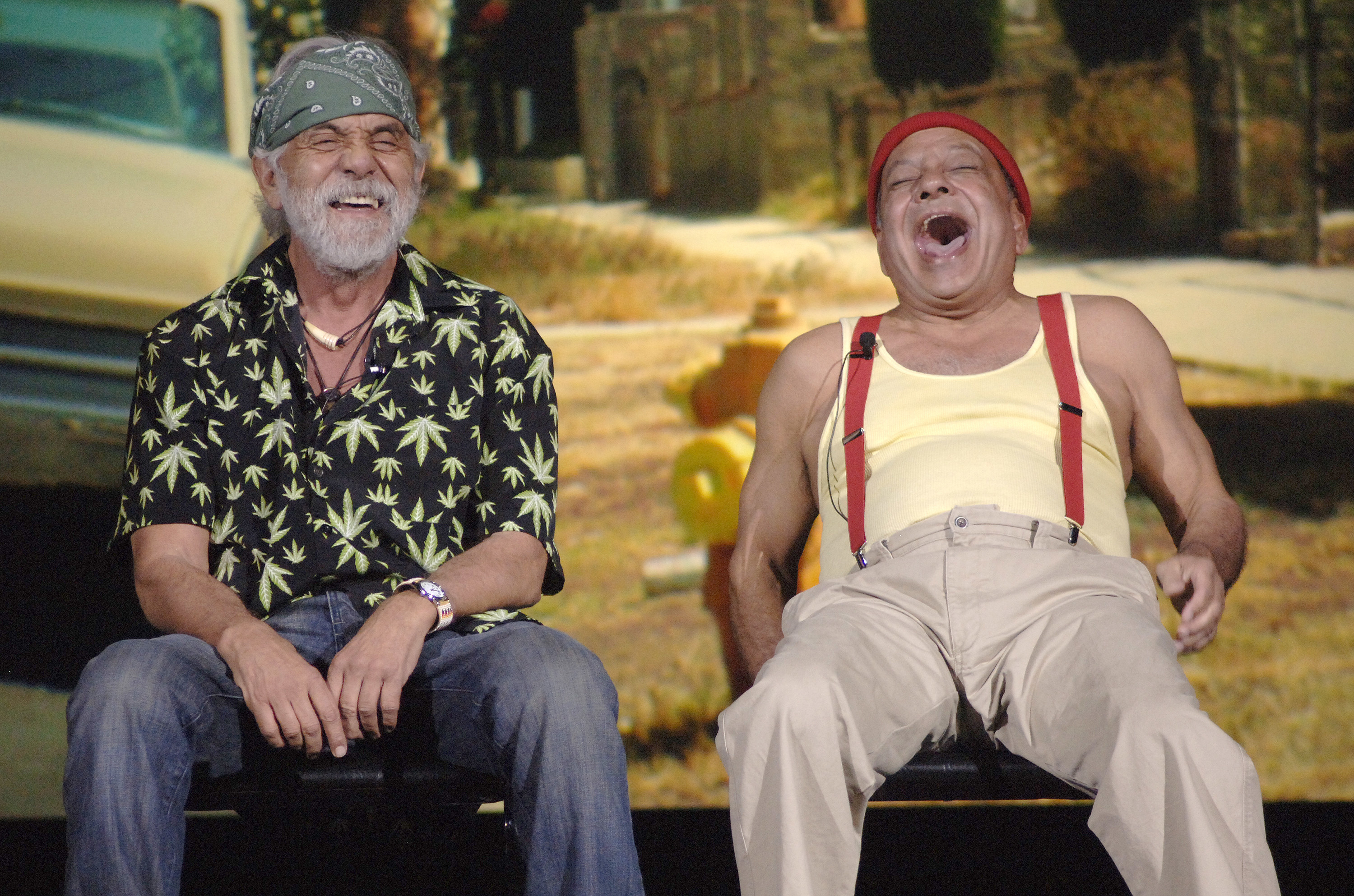 Tommy Chong and Cheech Marin laughing