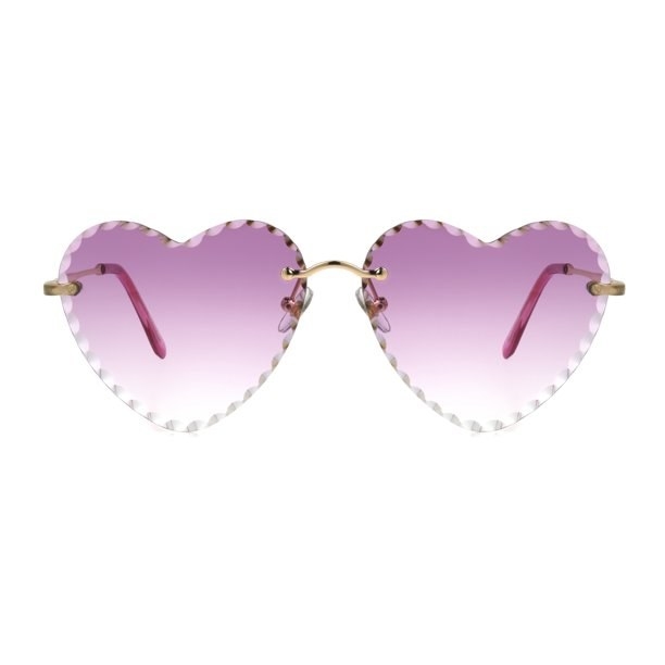 Heart-shaped sunglasses with pink lenses