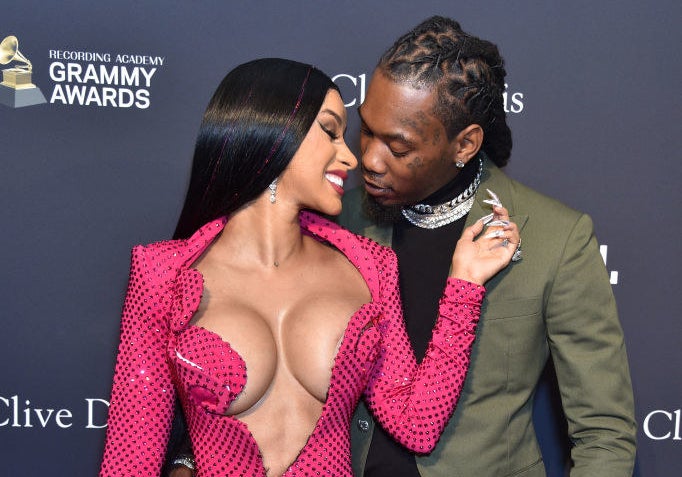 Cardi and Offset sharing a sweet moment on the red carpet