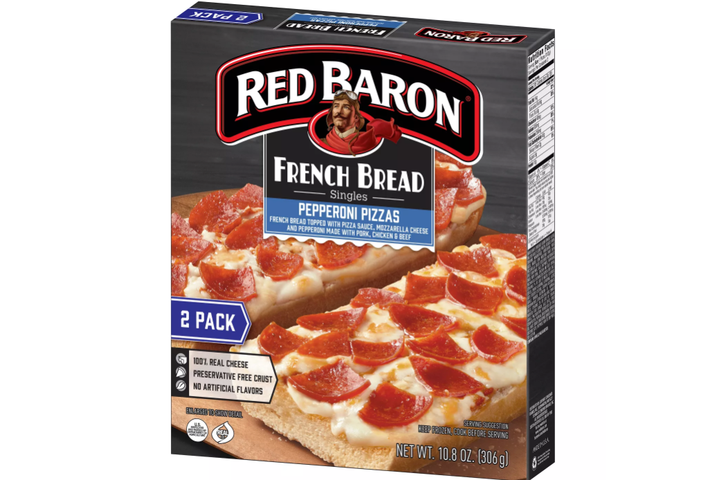 Box of Red Baron French Bread pizza