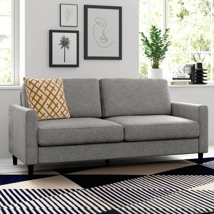 The square arm sofa in gray