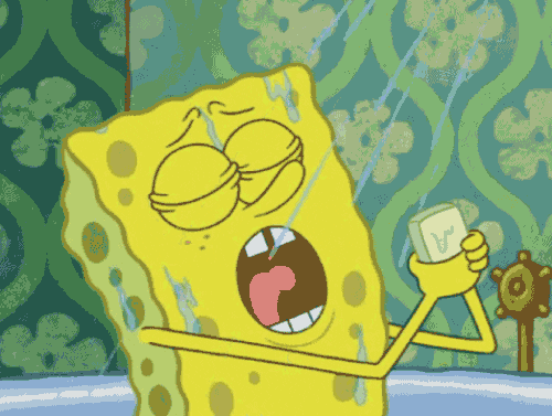 A bar of soap slipping out of SpongeBob's hands