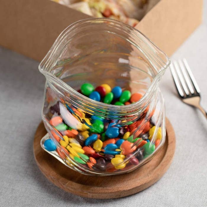 The snack bowl filled with Smarties