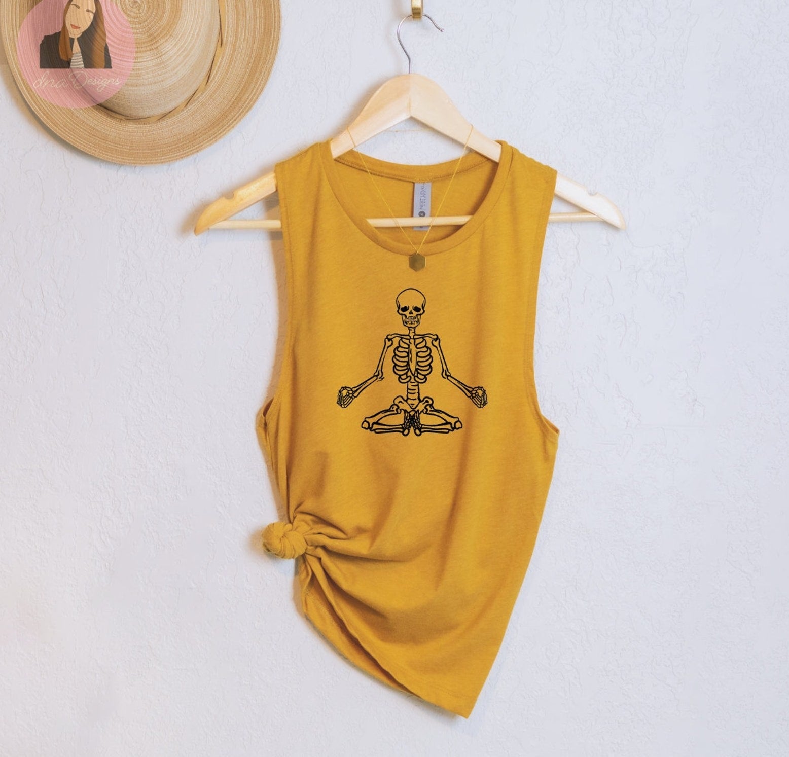 the yellow yoga skeleton tank