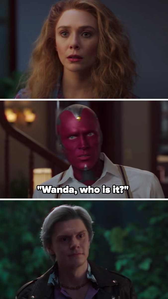 Wanda opens the door and Vision asks who it is — it&#x27;s Pietro, played by Evan Peters