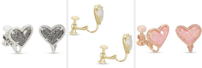Three images of Kendra Scott clip-on earrings