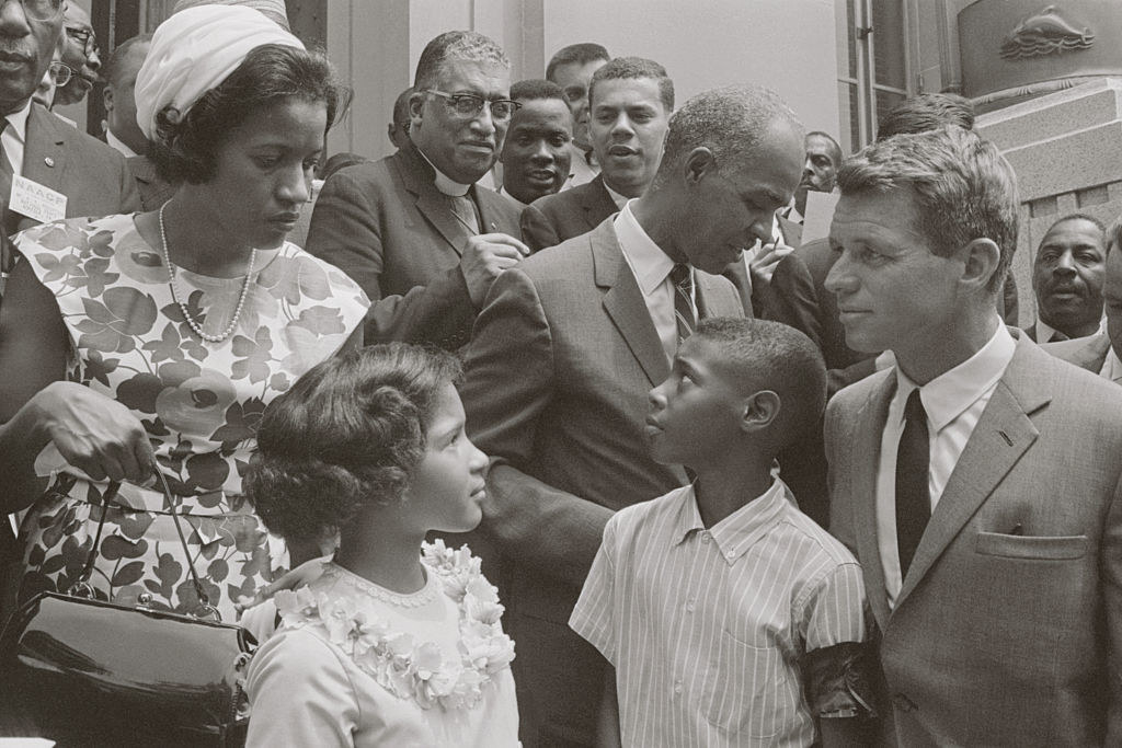 Attorney General Robert F. Kennedy with Myrlie and her children