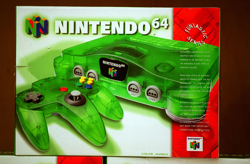 Green see-through Nintendo 64 box