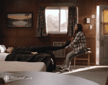 Stevie drags David out of bed