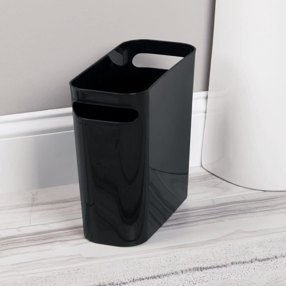 The trash bin in black with two handles
