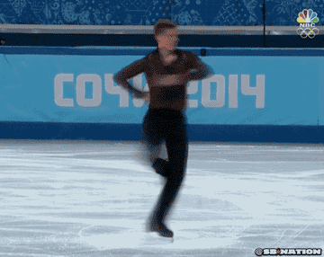 A GIF of an ice skater spinning