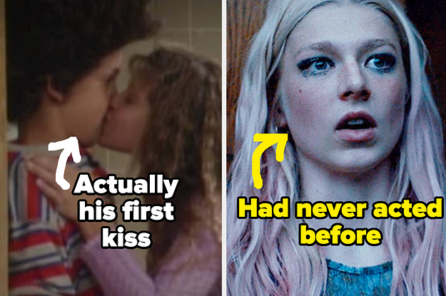 Corey and Topanga's first kiss on Boy Meets world labeled "actually his first kiss" and Jules on Euphoria labeled "had never acted before"