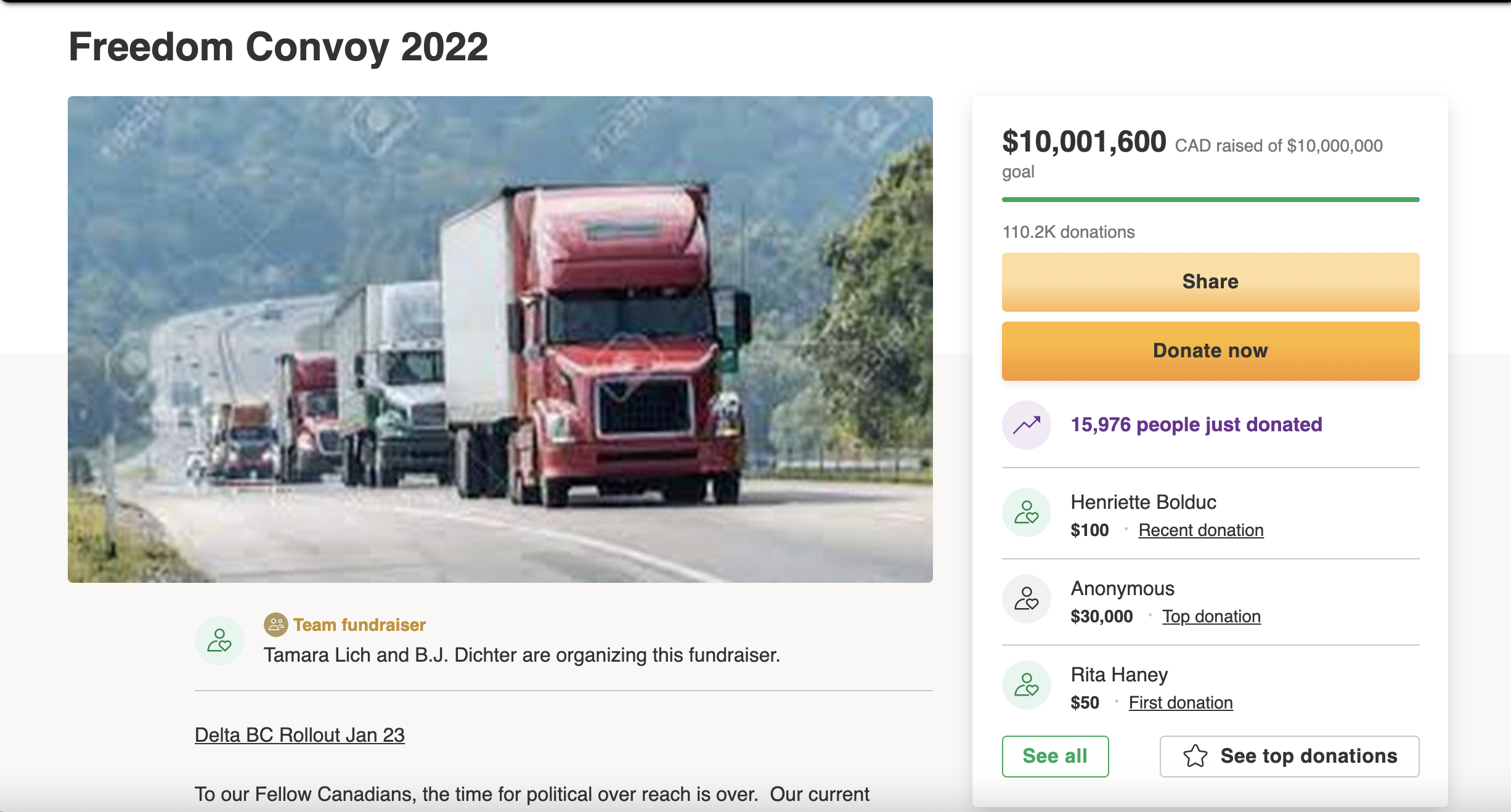 Gofundme Removes Canadian Trucker Protest Campaign