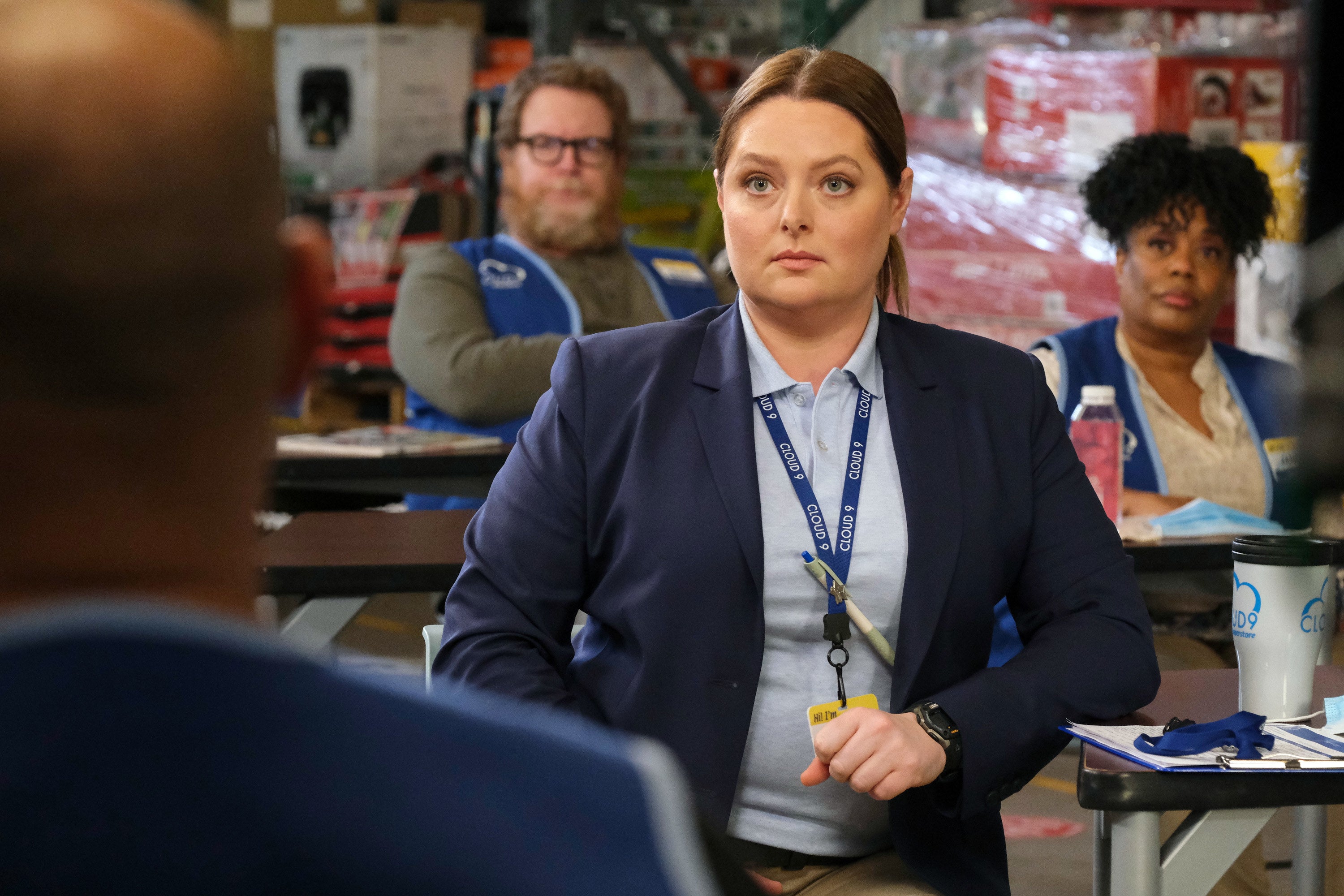 Dina looking concerned