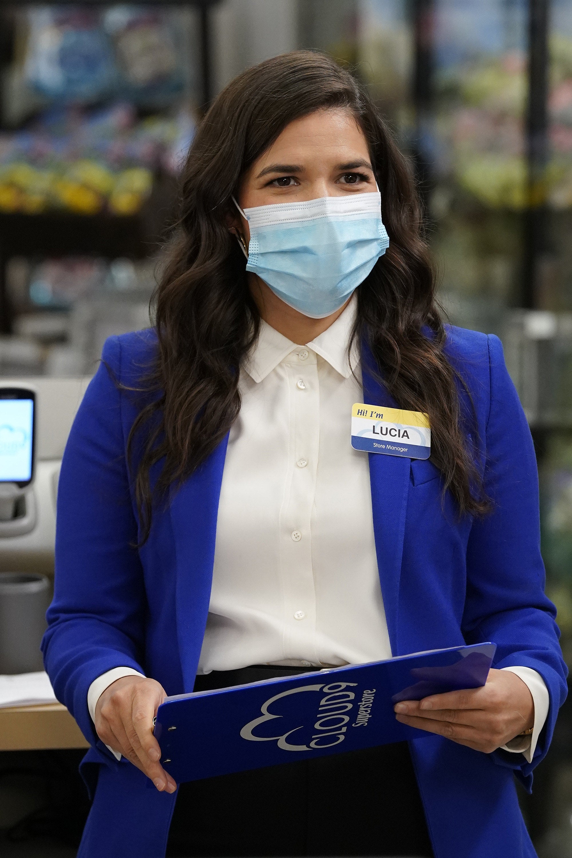 Amy wearing a mask
