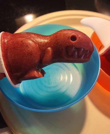 reviewer's photo of a dinosaur popsicle they made