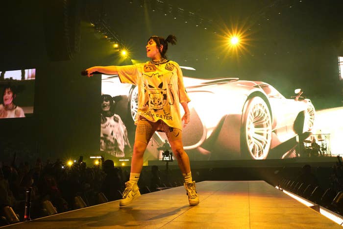 Billie performing on opening night of her tour