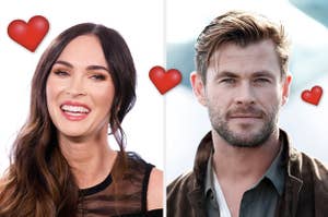 megan fox on the left and chris hemsworth on the right