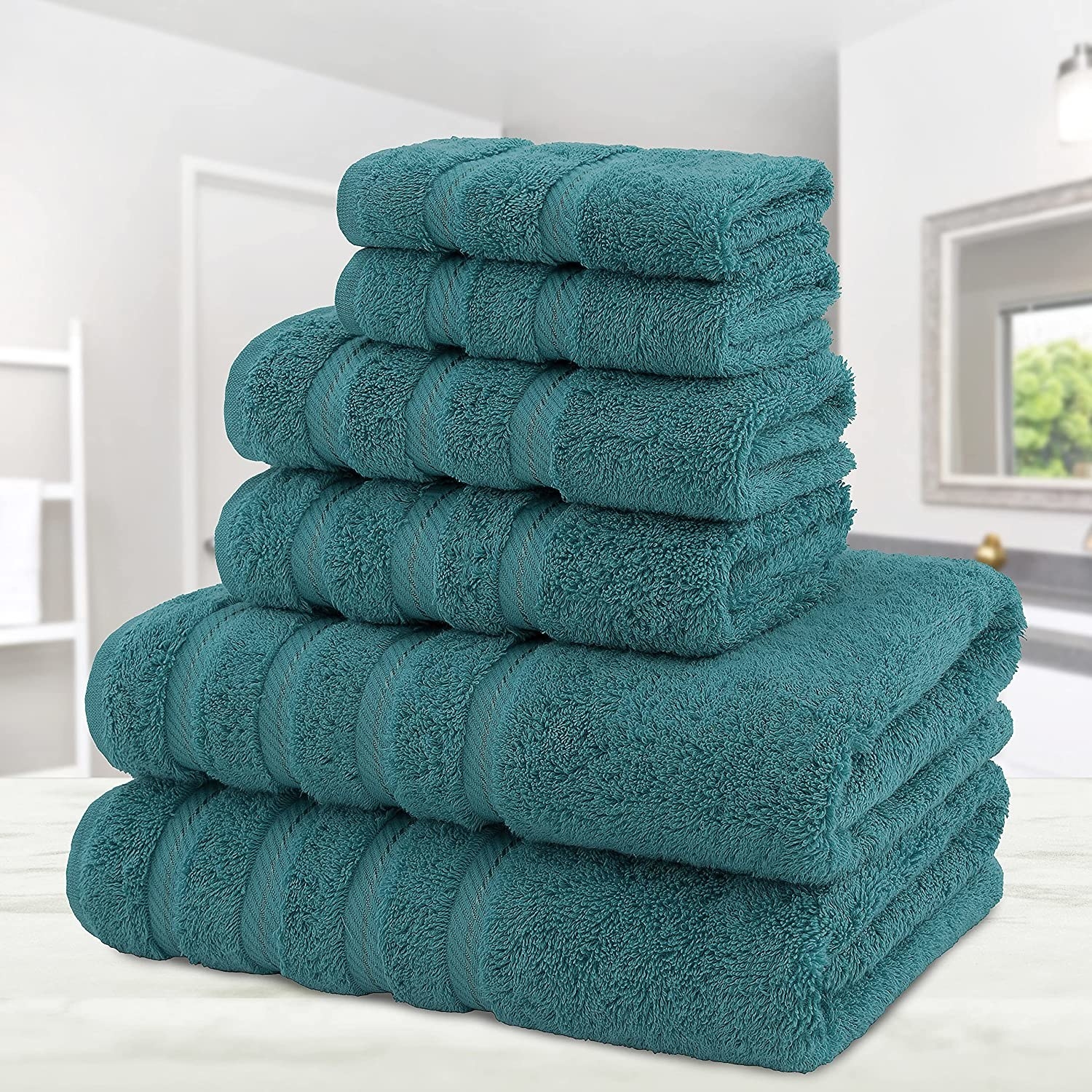the towel set in colonial blue