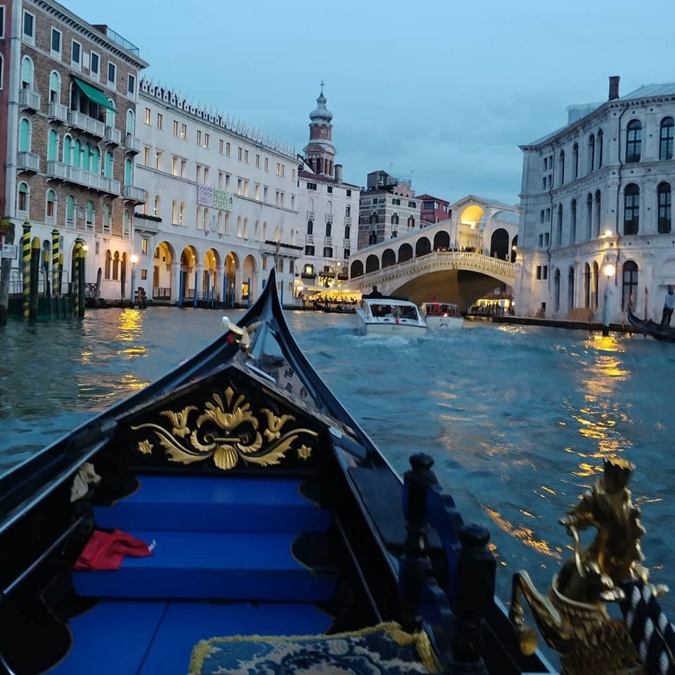 picture taken on a gondola down the canals of Venice