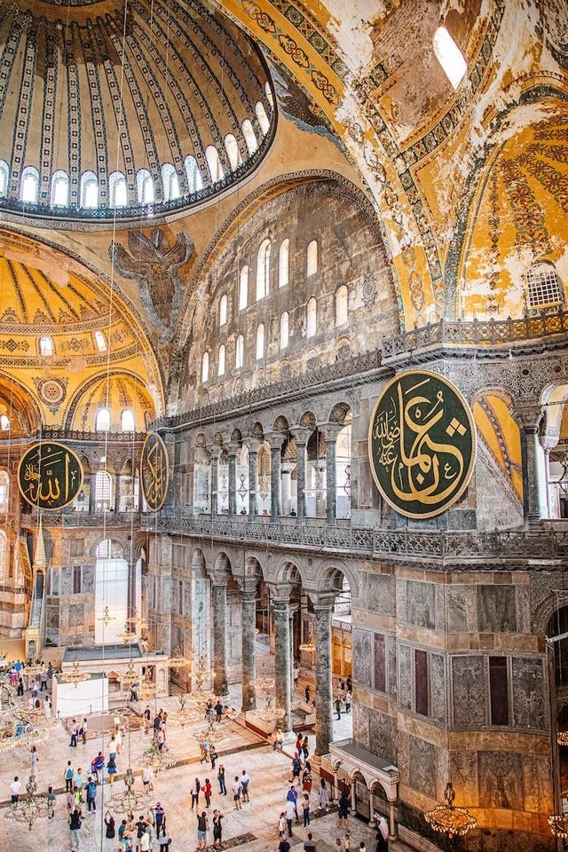 the interior of the Hagia Sophia in Turkey