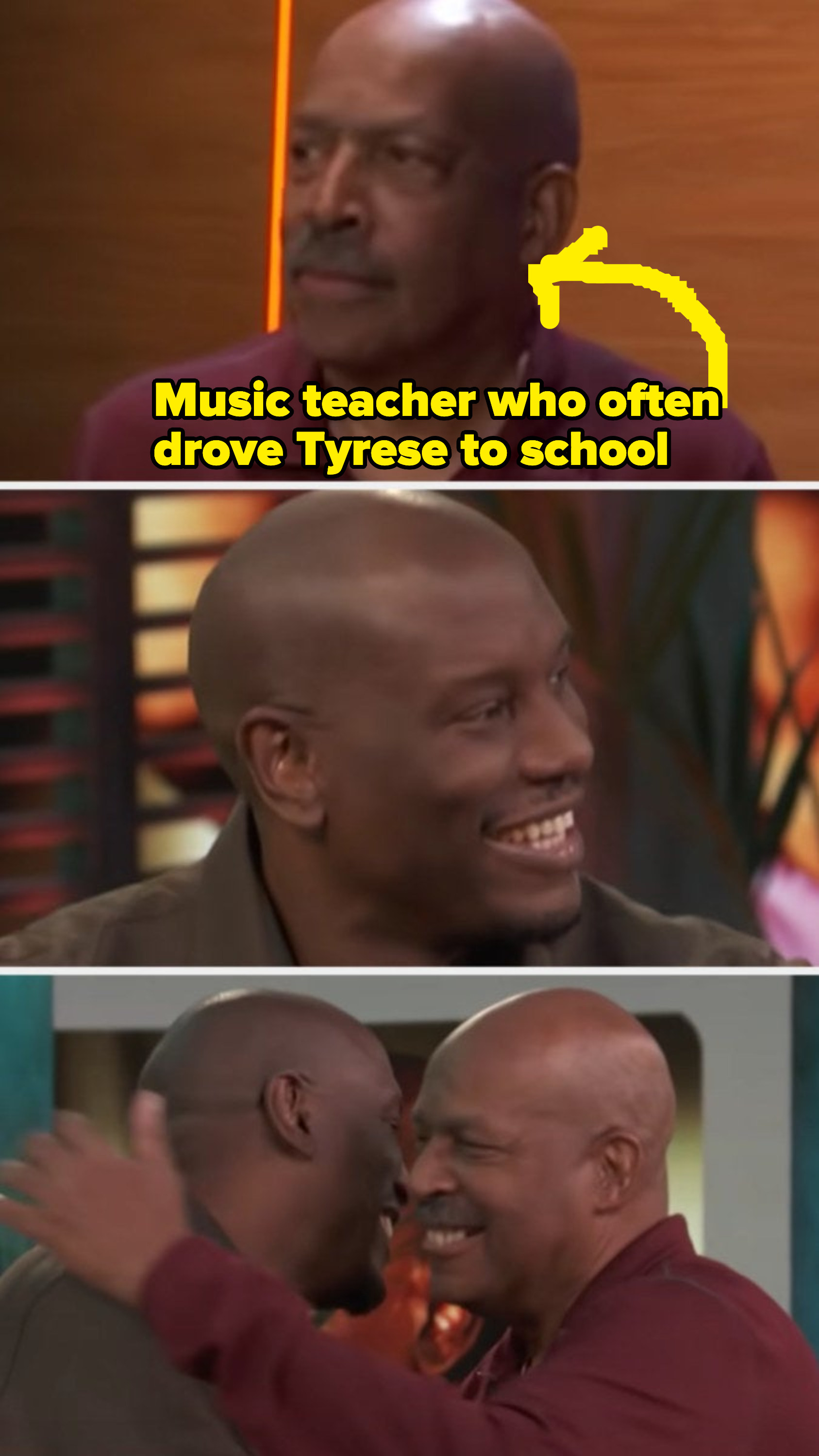 Tyrese Gibson is surprised with a visit from his high school music teacher, Reggie Andrews