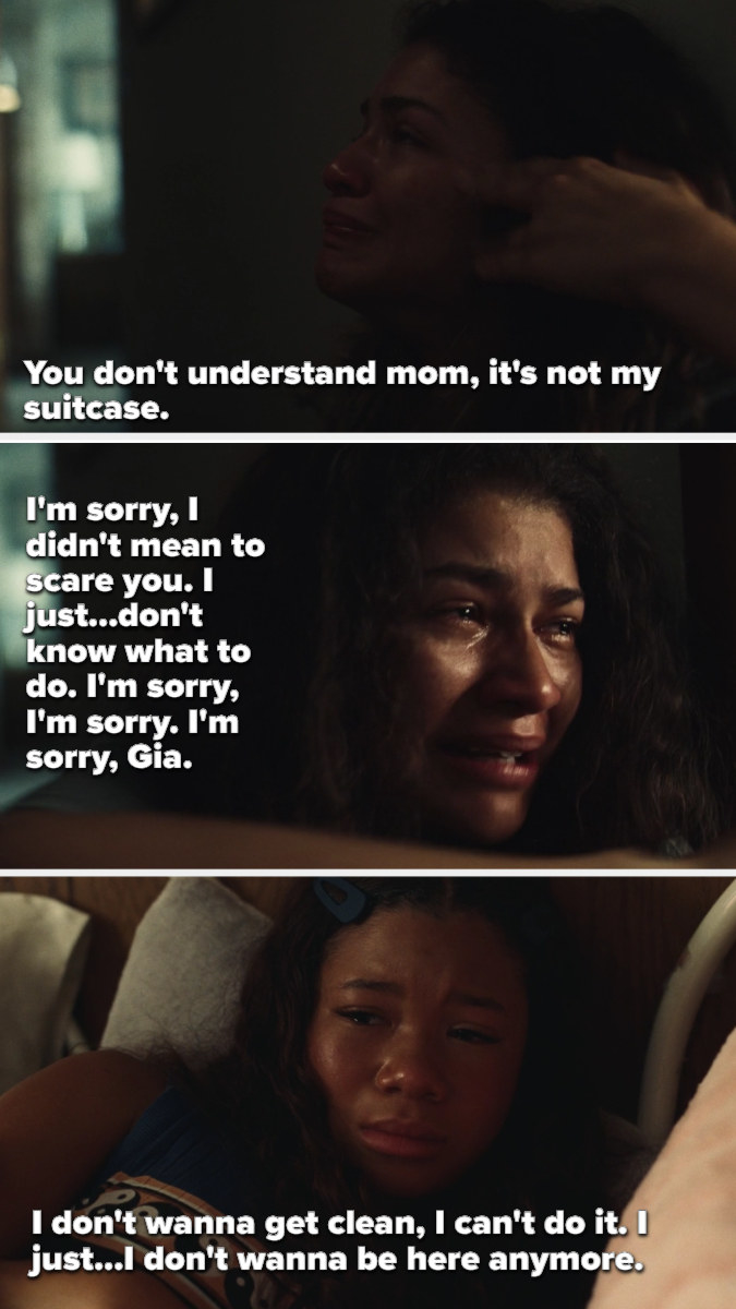 Rue saying she doesn't want to get clean or be here anymore