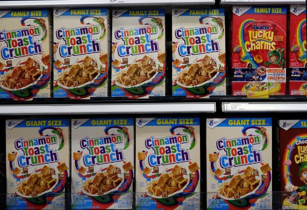 Boxes of Cinnamon Toast Crunch cereal.