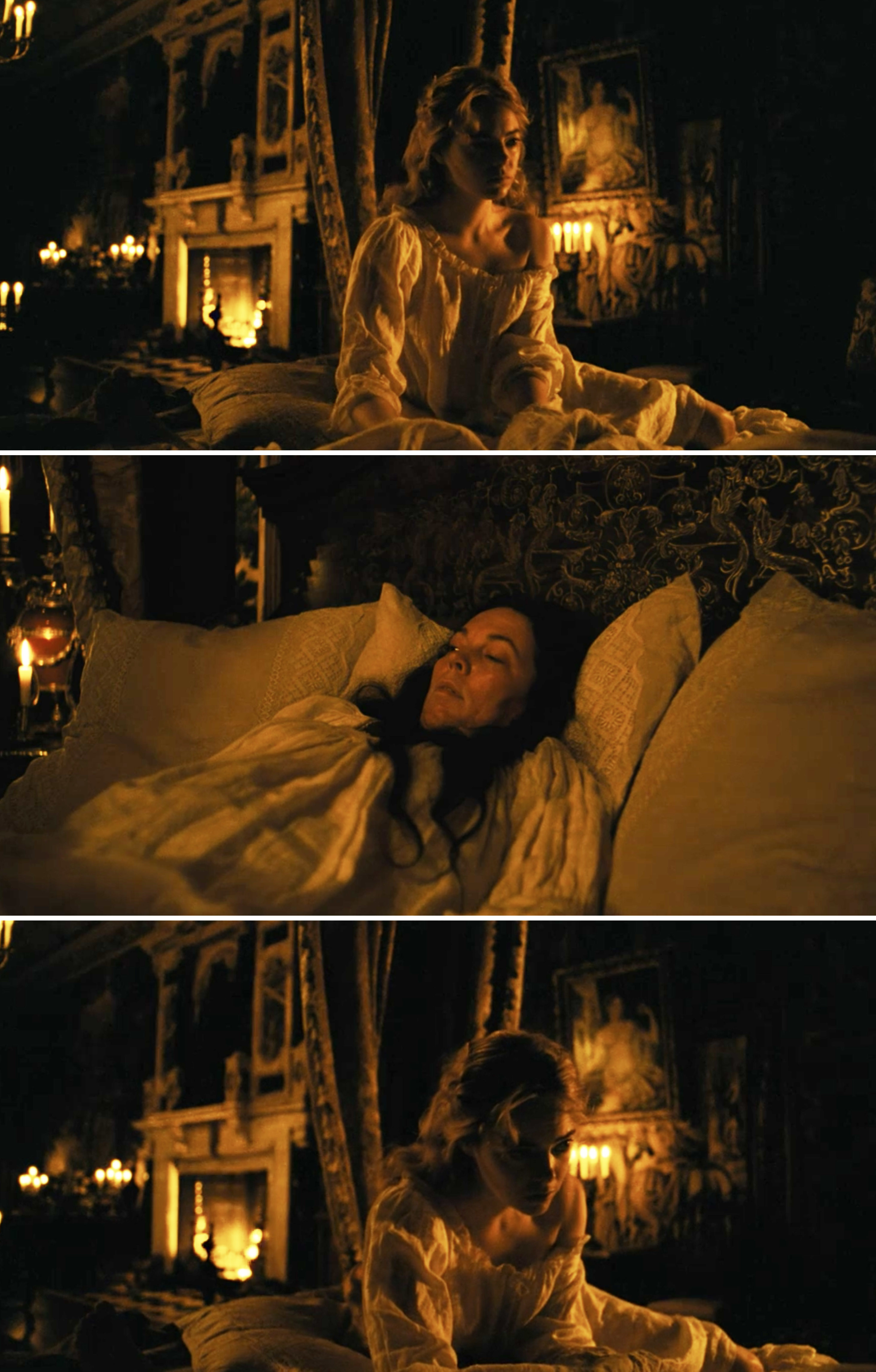 Emma Stone and Olivia Coleman in bed