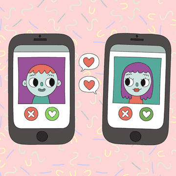 Animation of a two phones matching via Tinder