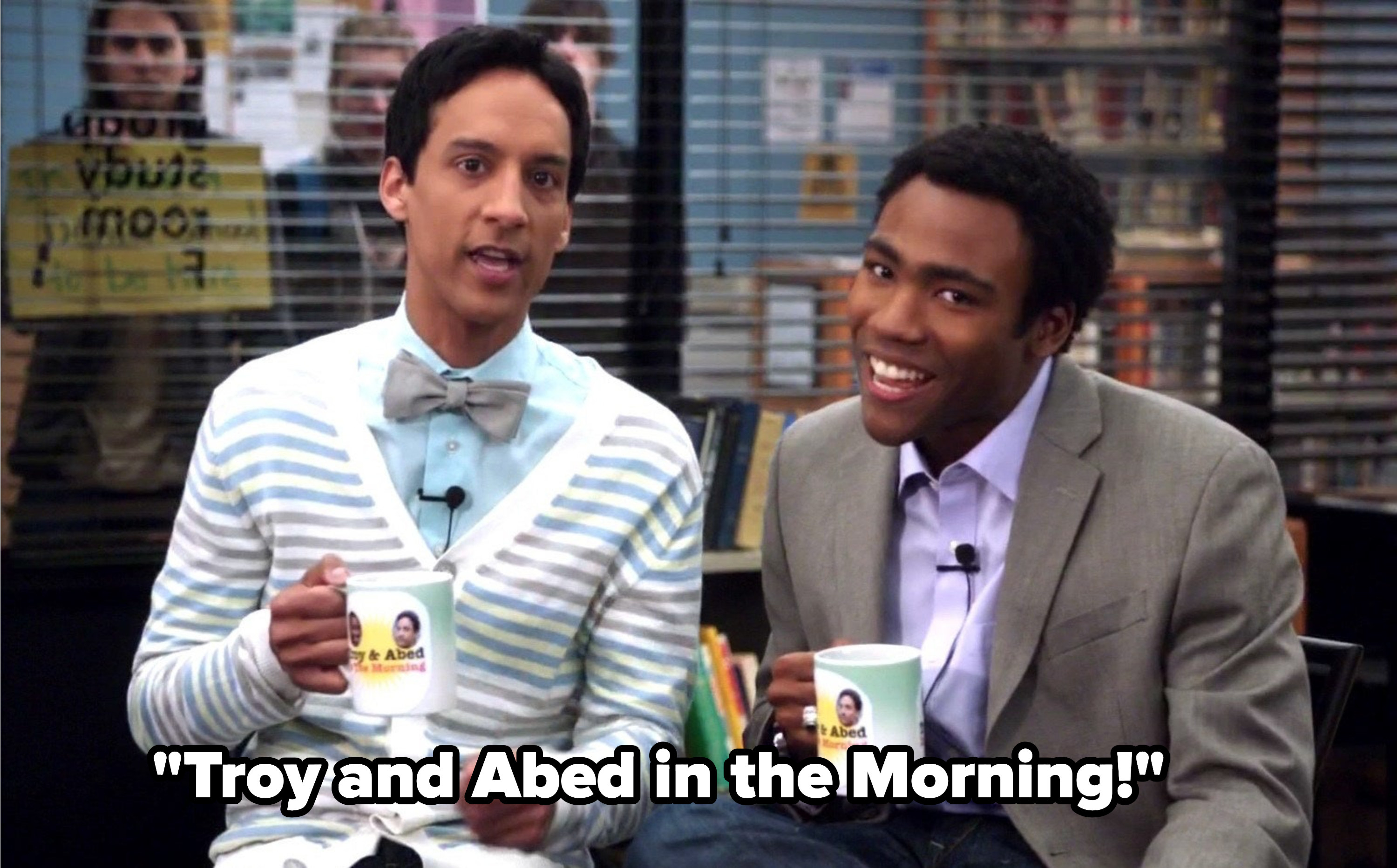 Troy and Abed sitting for their imaginary talk show