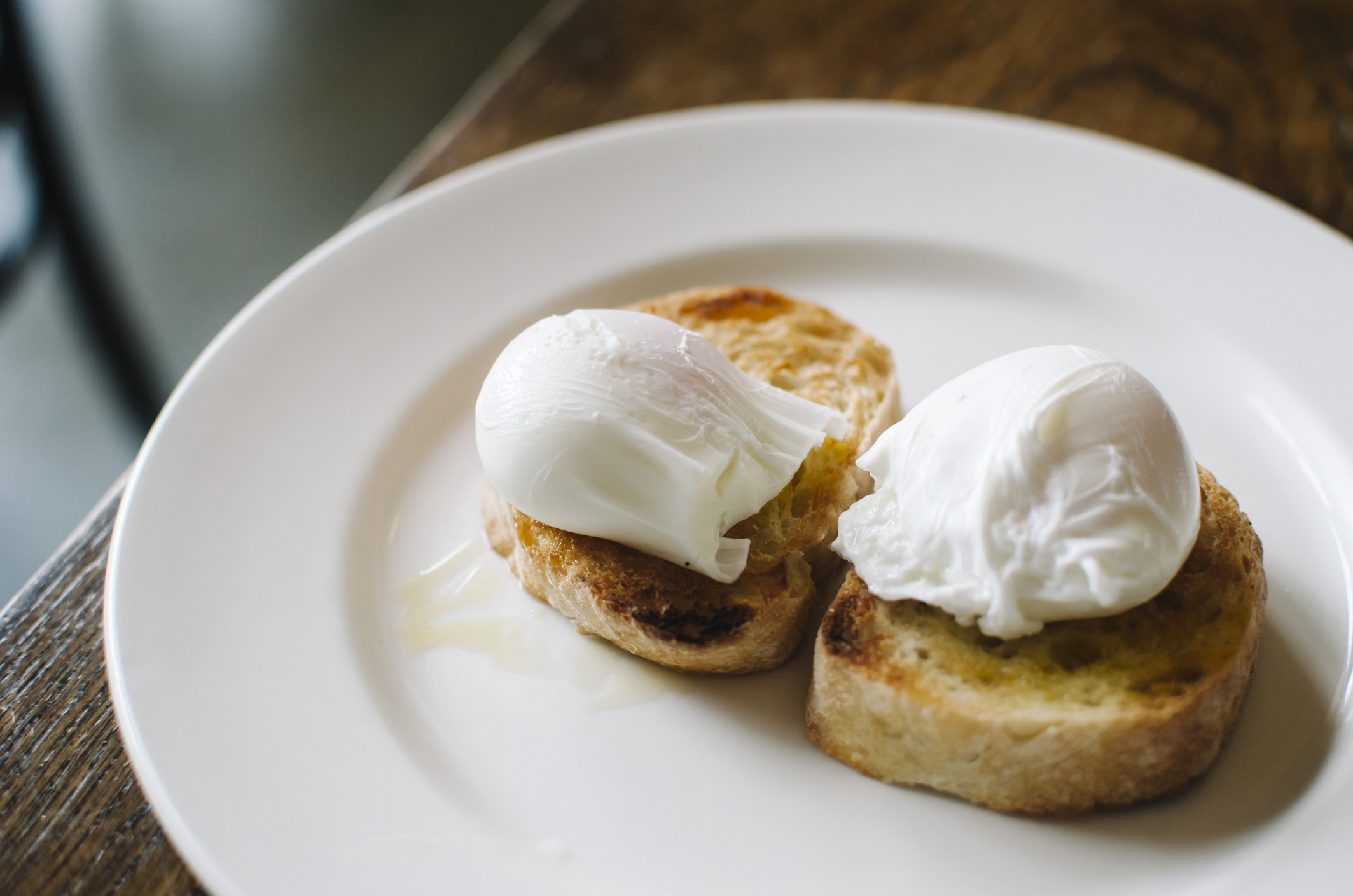 Two poached eggs on toast.