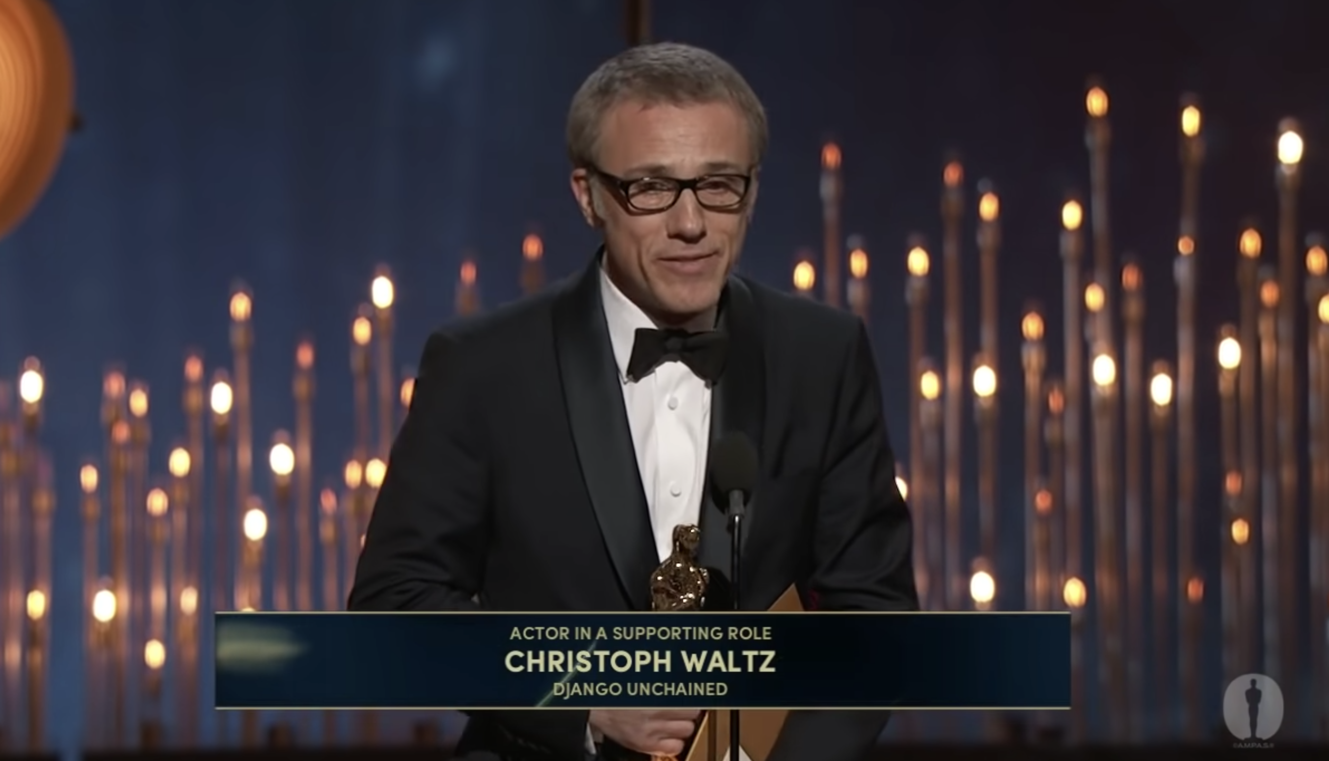 Christoph accepting his Oscar