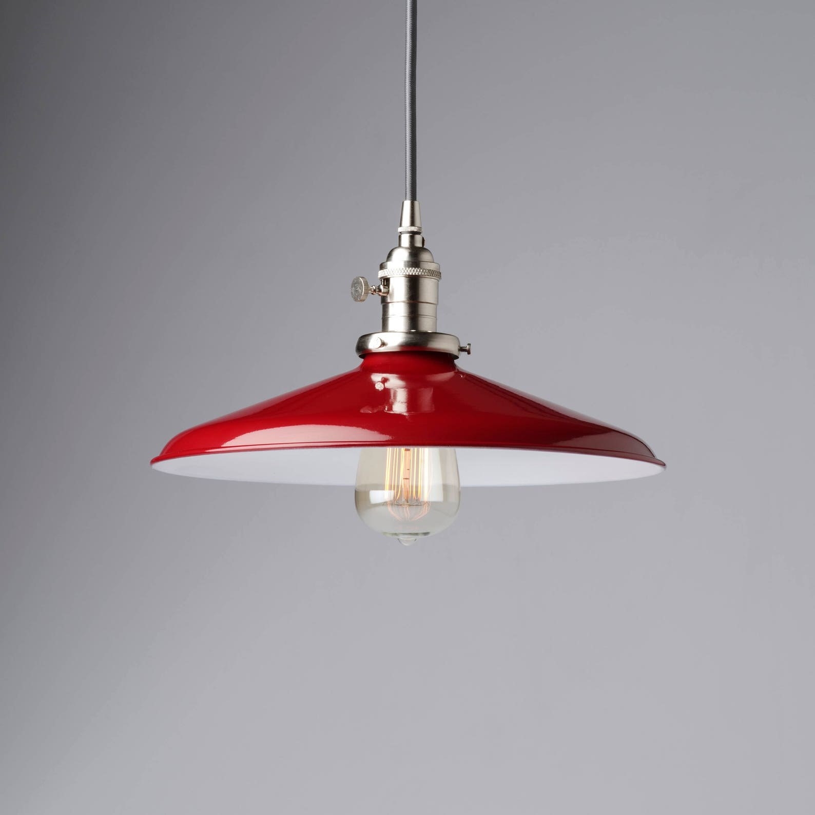 a hanging red pendant light