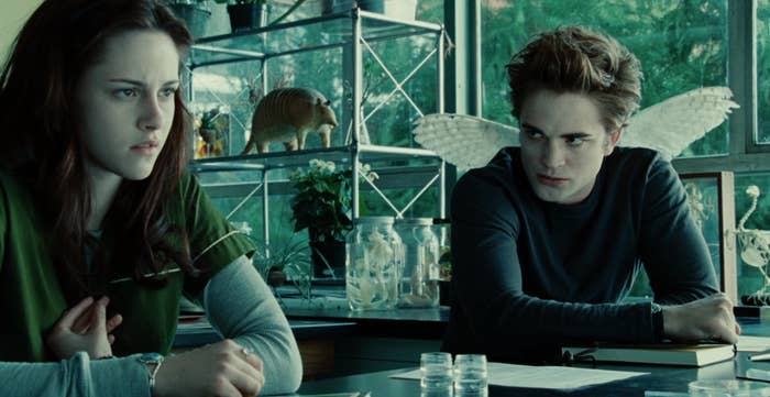 Edward intently staring at Bella during their biology lab