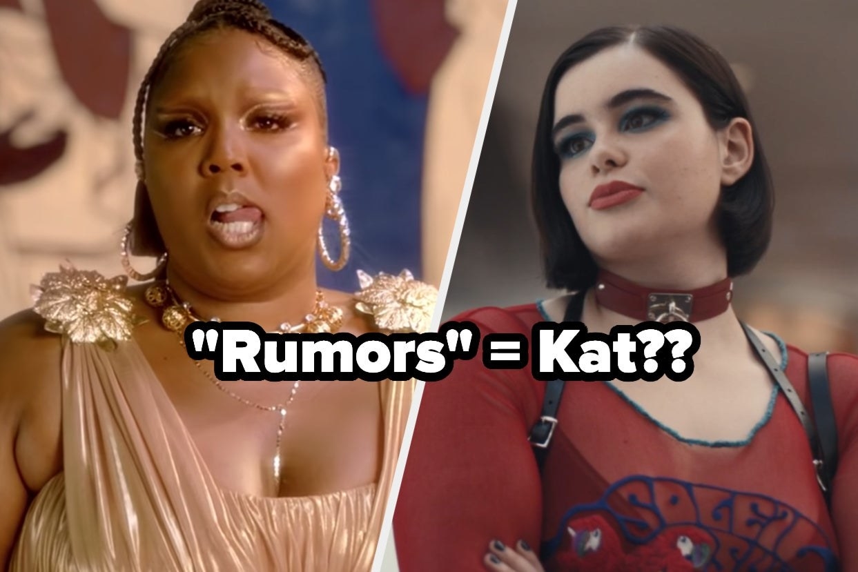 On the left: Lizzo from the &quot;Rumors&quot; music video. On the right: photo of Kat.