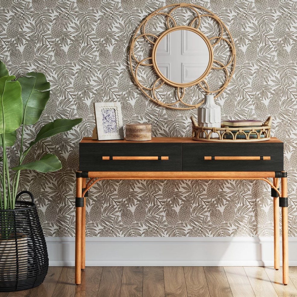 A black/brown console table