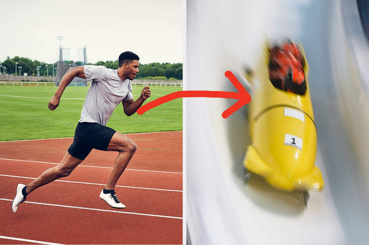 a track runner and a four-person bobsledding team