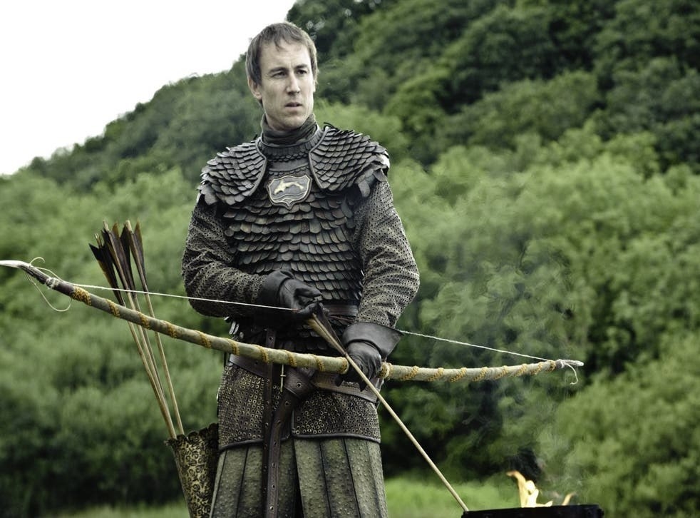 Tobias Menzies as Edmure Tully with a bow and arrow