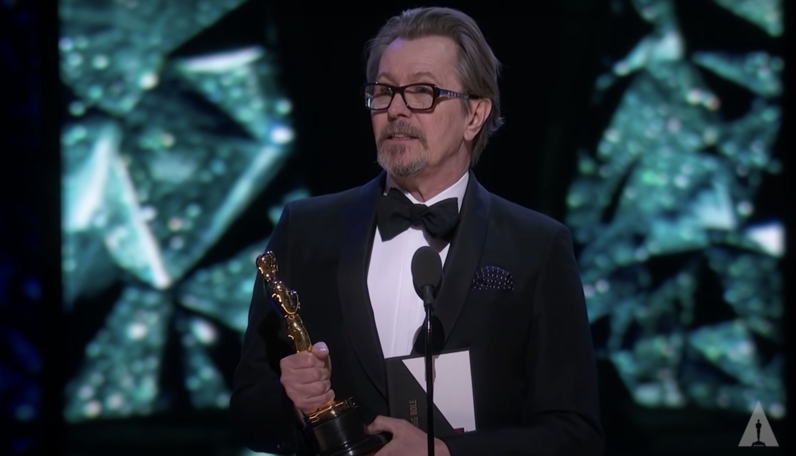 Gary accepting his Oscar