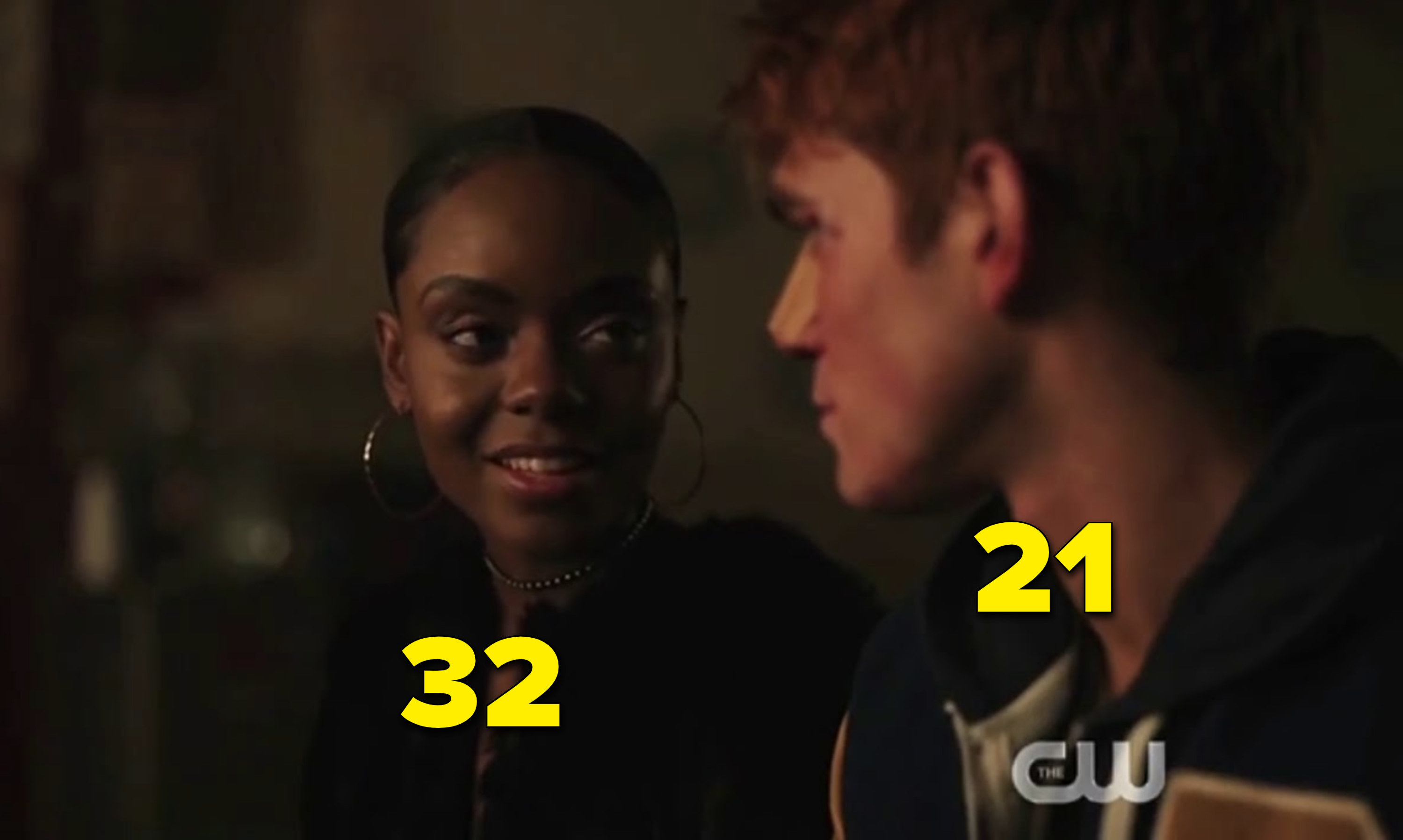 Ashleigh with &quot;32&quot; caption  and KJ Apa with &quot;21&quot; caption