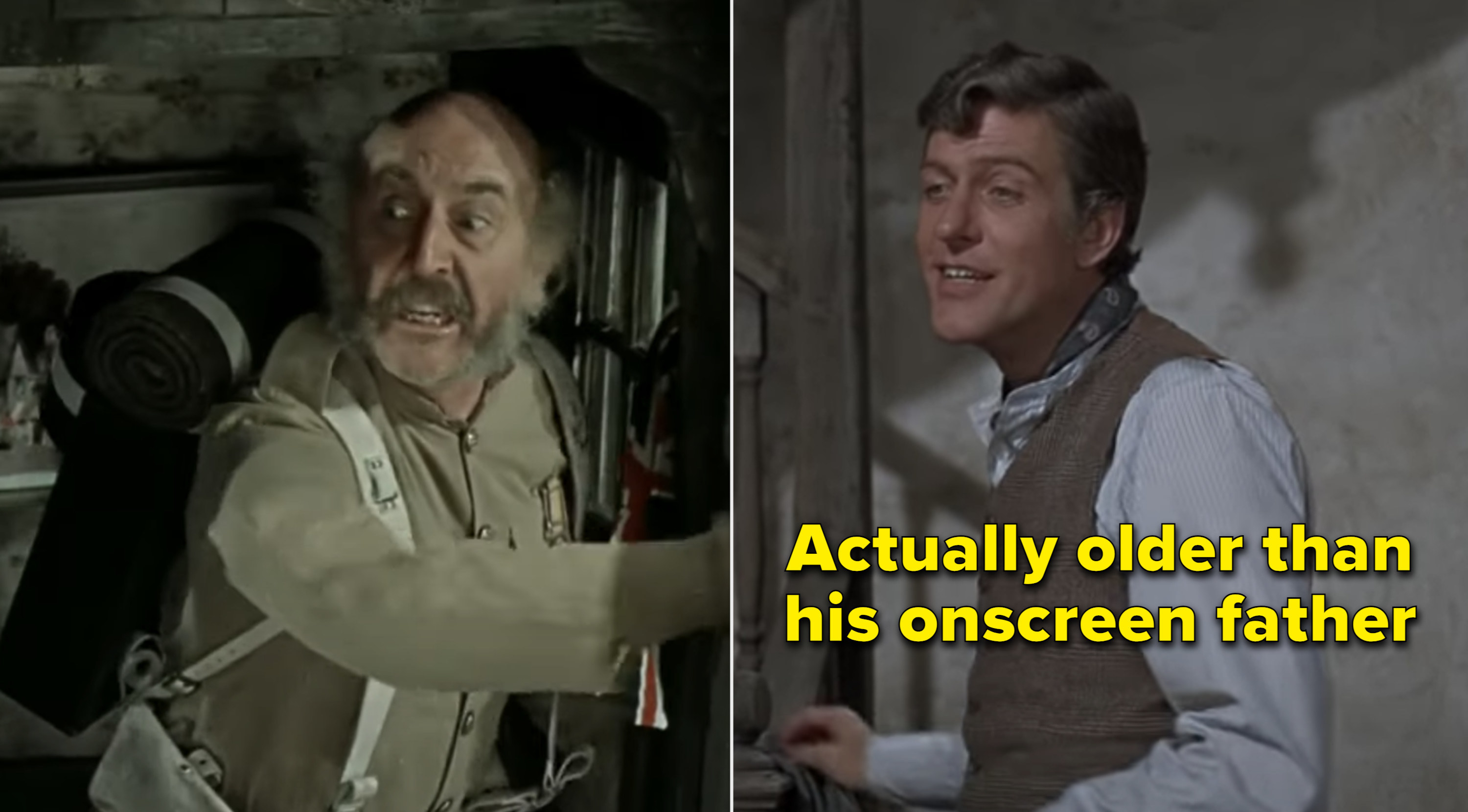 Lionel Jeffries and Dick Van Dyke with caption &quot;actually older than his onscreen father&quot;