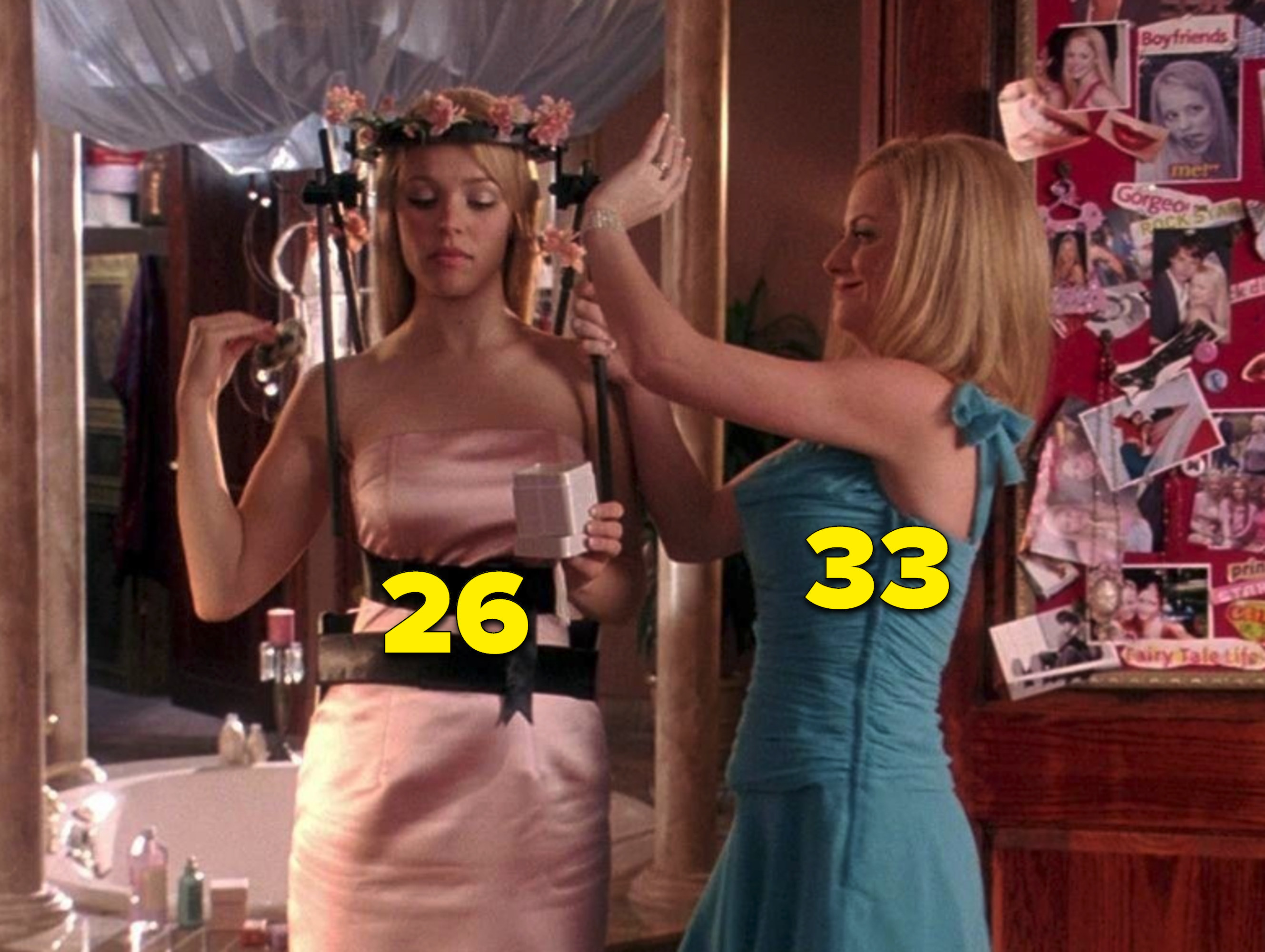 Rachel McAdams at 26 and Amy Poehler at 33