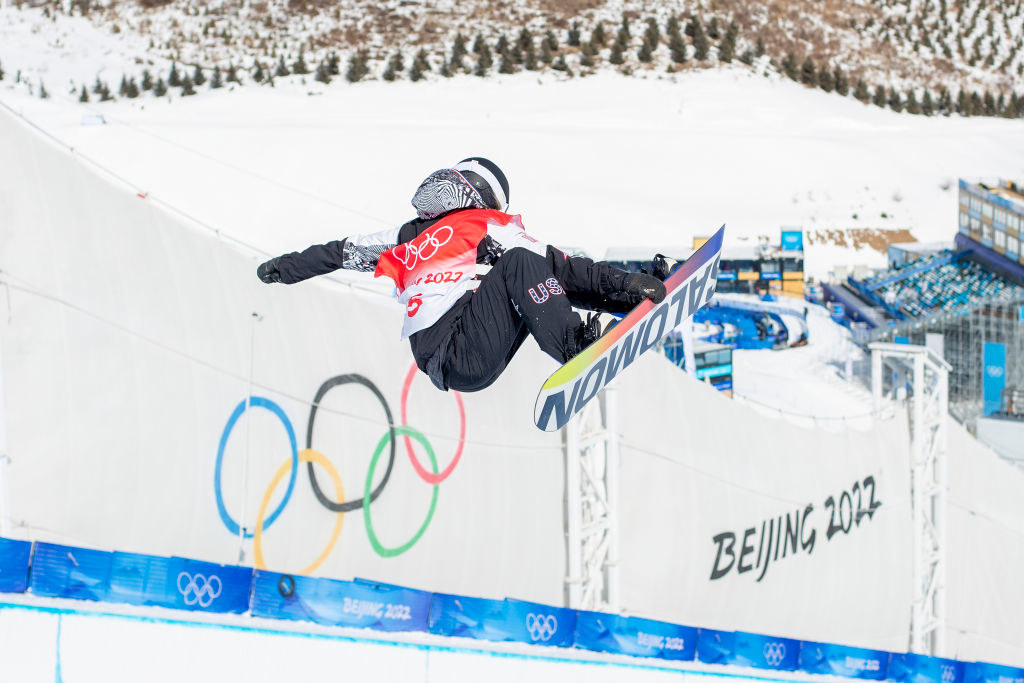 Snowboarder in the air at Beijing 2022