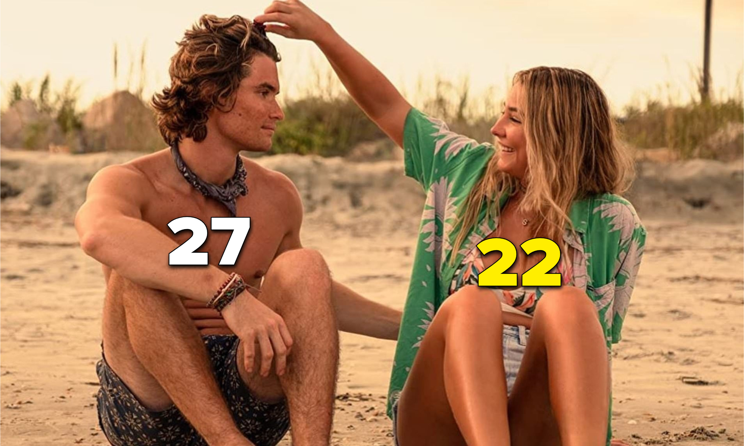 Chase Stokes at 27 and Madelyn Cline at 22, both playing high schoolers