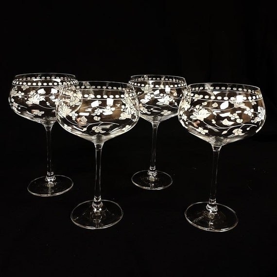 The four vintage floral coupe glasses