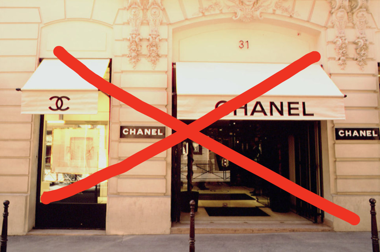 chanel store in paris with an x over it